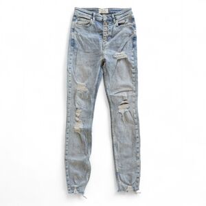 Free People Jeans Women Sz‎ 26 Skinny High Rise Stretch Distressed Light Wash